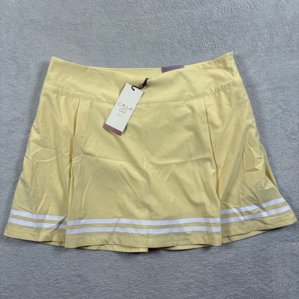 Calia Golf Womens TrueLight Skort 15 Inch Panna‎ Cotta Yellow Side Zip Size 12